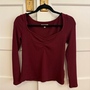 Madewell Mauve Ribbed Long Sleeve Top